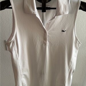 Vineyard Vines Performance Sleeveless Polo (White) Women’s M | Golf/Active
